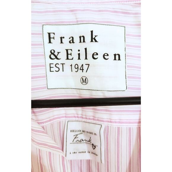 Frank & Eileen Pink Wide White Striped Button Up Shirt Long Sleeve Collar Medium - Picture 7 of 10